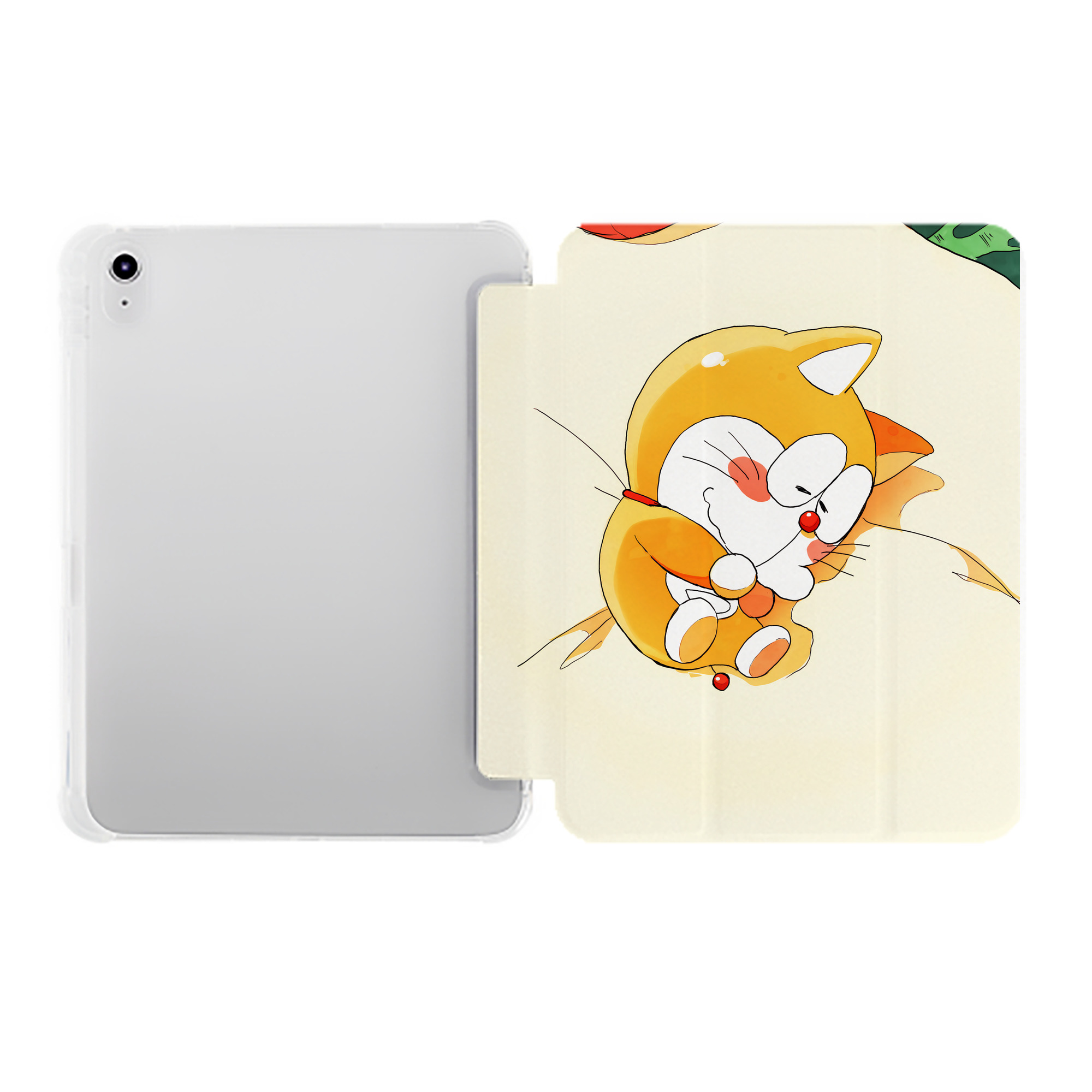 （画像用） ドラえもん Doraemon IPad ケース ペン収納付き 三つ折りスタンド PUレザー×シリコン 対応機種9.5/10.5/10.9インチ